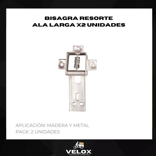 Bisagra Resorte Ala Larga Ferrimex Cincado X2 U Madera Metal 1