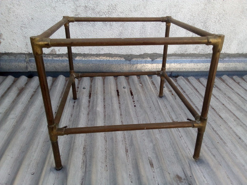 Antigua Mesita De Bronce Doble Plano Sin Vidrios 48x48x41,5 0