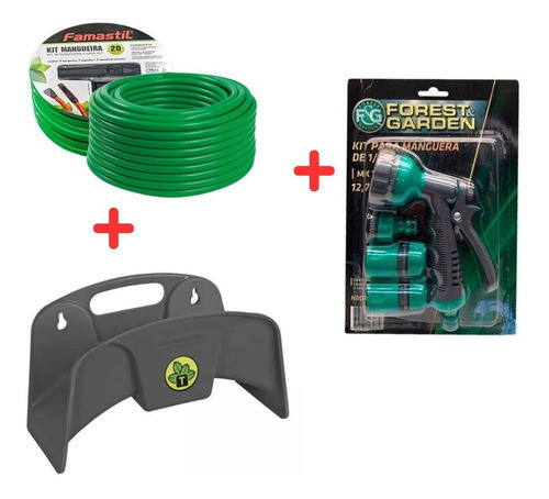 Kit De Manguera + Pistola De Riego Y Soporte Fijo Ed 0