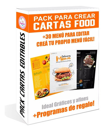 Pack Cartas Menú Restaurantes Comida Diseños Editables #v318 0