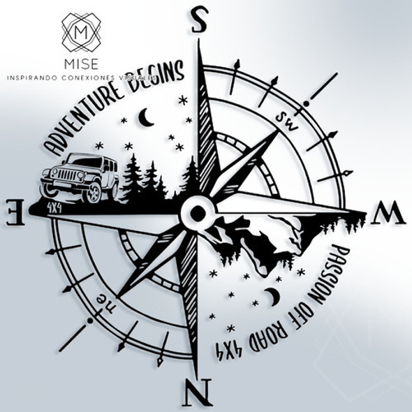 Vinilo Sticker Calco Off Road Brújula Jeep 4x4 - Ploteo 0