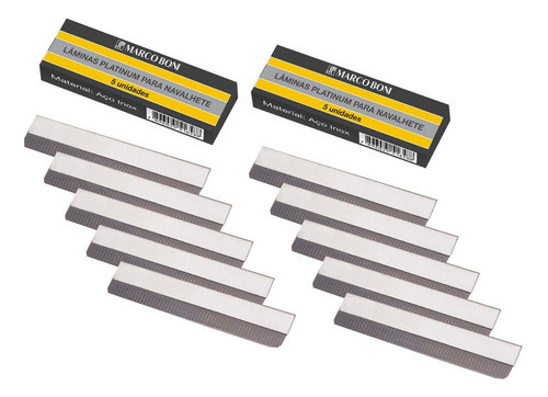10un Lâminas Platinum Para Navalhete Em Aço Inox Marco Boni 0