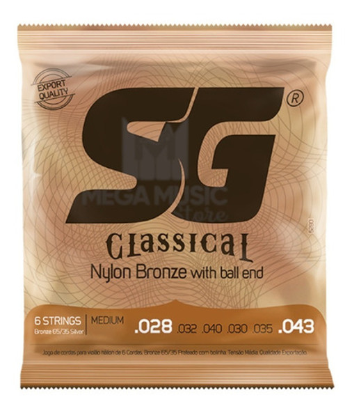 Encordoamento Violão Nylon - Sg - Tensão Média C/ Bolinhas 1