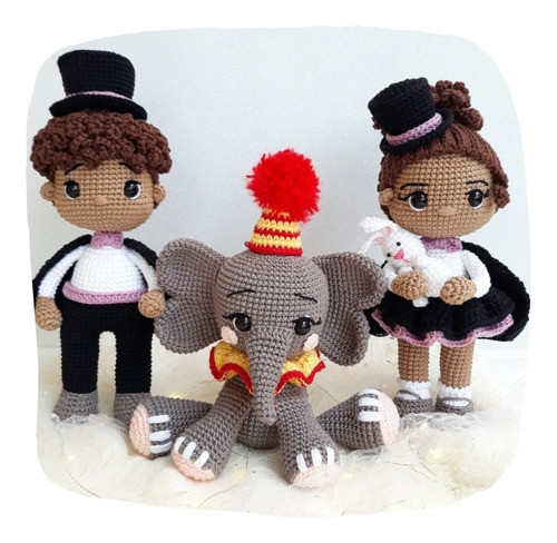 Patrones Amigurumis. Mago+maga+elefante Circo. En Portugués 0