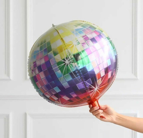 Globo Metalizado Bola Disco Boliche Redondo Multicolor X5un. 1