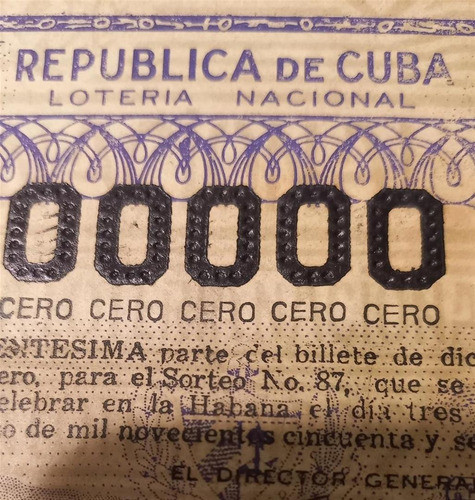 Billete Loteria Año 1956 Cu.ba , Correlativo No Moneda Ghr71 0