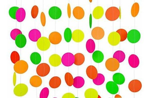 Guirnalda De Circulos De Papel Neon Pack 6 De 4 Metros C/u 1