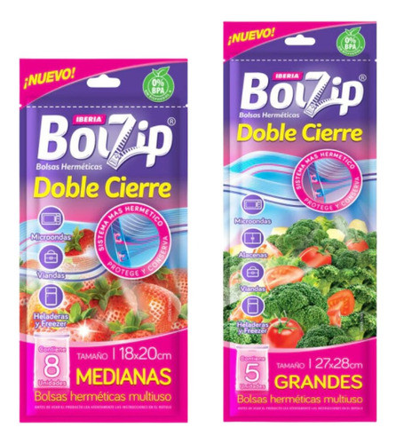 Kit Bolzip Bolsas Hermeticas Doble Cierre Medianas + Grandes 0