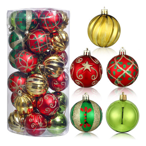 Juego De 30 Bolas De Navidad, Adornos De Bolas De Navidad Co 0