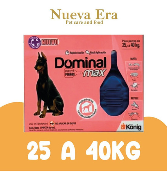 Pipeta Antipulgas Dominal Max Perro 25 A 40 Kg 0