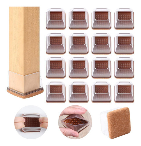 Regatones Cuadrados Silicona Con Felpa Para Patas De 2a2.8cm 1