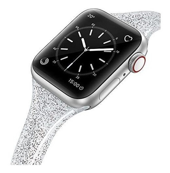 Malla Para Iwatch7654321se 42/44mm Silicon Glitter Black 0