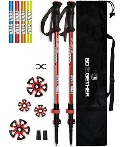 Bastones De Aluminio Telescopicos De Trekking + Accesorios. 0