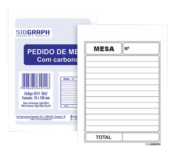Bloco Pedido De Mesa Com Carbono 11x8 0