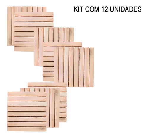 Kit 12 Deck Madeira Modular 35x35 Natural Área Int E Ext 1
