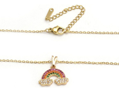 Collar Arcoiris Micropave 45-50 De Acero Dorado 0