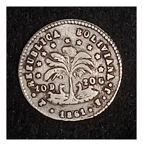 Bolivia 1/2 Sol 1861 Fj Muy Bueno Plata Km 133 0