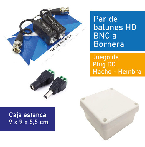 Par Balun + Plug Machohembra + Caja Estanca Cctv Camaras 1