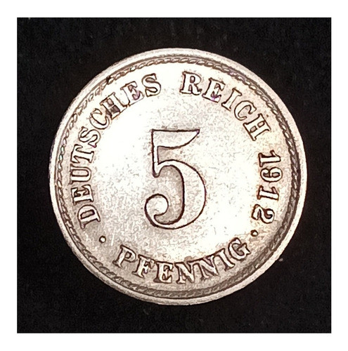 Alemania Imperio 5 Pfennig 1912 F Excelente Km 11 0