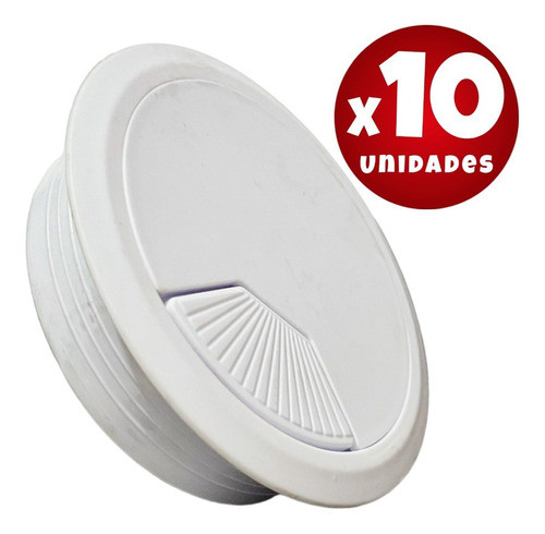 Pasacable Escritorio 80mm Blanco Tapa Con Resorte X10unid 0