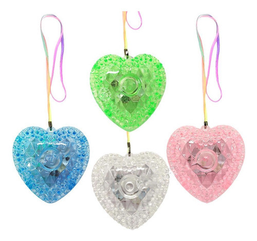 12 Collares Colgante Corazon Led Para Tu Fiesta Cotillon 0