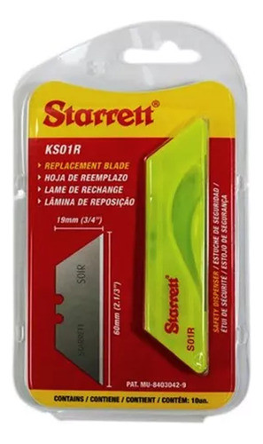 Lamina De Estilete Trapezoidal Starrett Ks01r Com 10 Laminas 0
