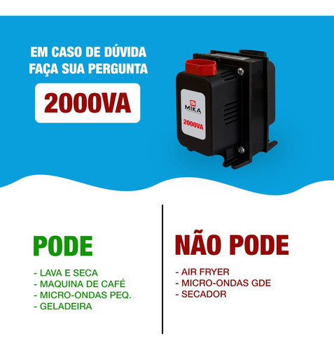 Auto Transformador 2000va P/ Aquecedor Portátil 1400w Bivolt 1
