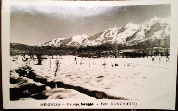 Antigua Tarjeta Postal Mendoza Paisaje Nevado 1948 0