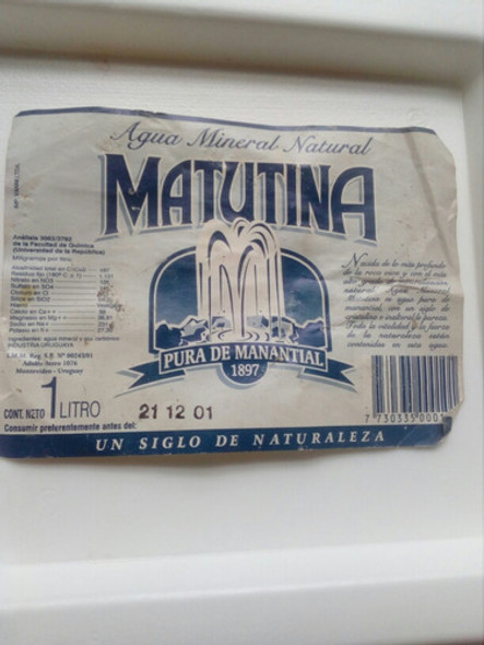 Botella Antigua Etiqueta Agua Matutina De Coleccion 0