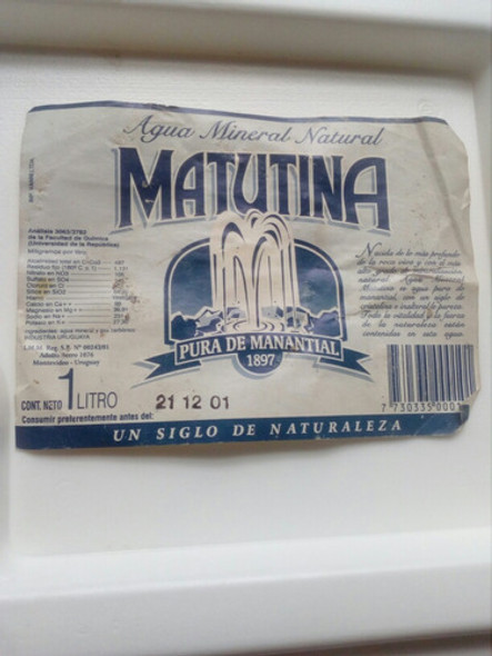 Botella Antigua Etiqueta Agua Matutina De Coleccion 1