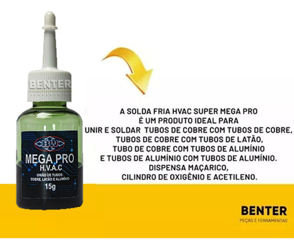 Solda Fria Mega Pro 15ml Para Unir Tubos De Refrigeração 1