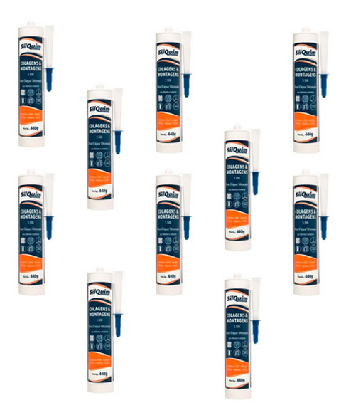 Kit 10 Selante Acrílico Branco Base Dagua Silquim 440g 0