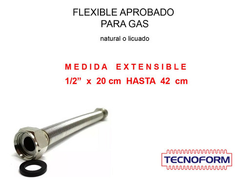 Flexible Aprobado Gas 1/2 Extensible 20 A 42 Cm X 2 Unidades 1