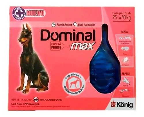 Pipeta Anti Pulgas Y Garrapatas Dominal Max 25 A 40 Kg 0