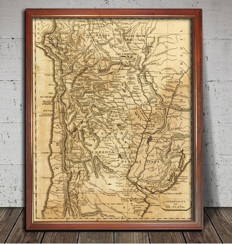 Antiguo Mapa Argentina 1812 Cartografía Británica En Cuadro 0