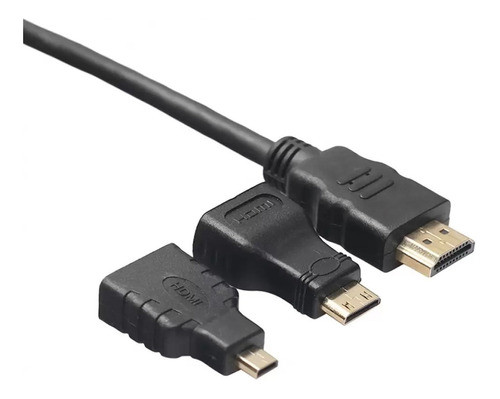 Cable Hdmi A Hdmi 1,5 M + Adaptador Mini Y Micro Hdmi 3 En 1 0