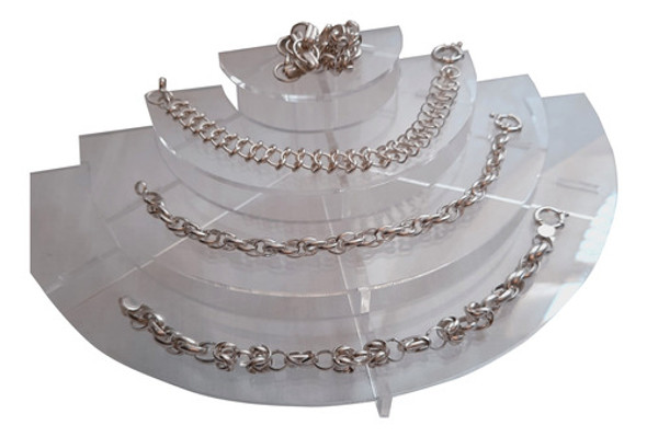 Exhibidor 4 Niveles Semicirculo Acrilico Joyeria Dije Anillo 0