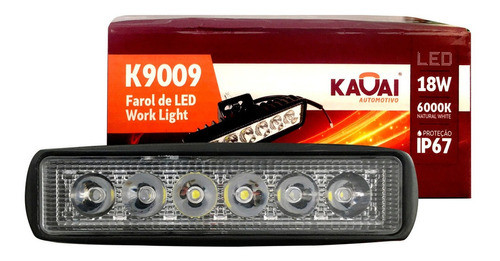 Farol Milha Auxiliar Led Parachoque E Spoiler Retangular 18w 0