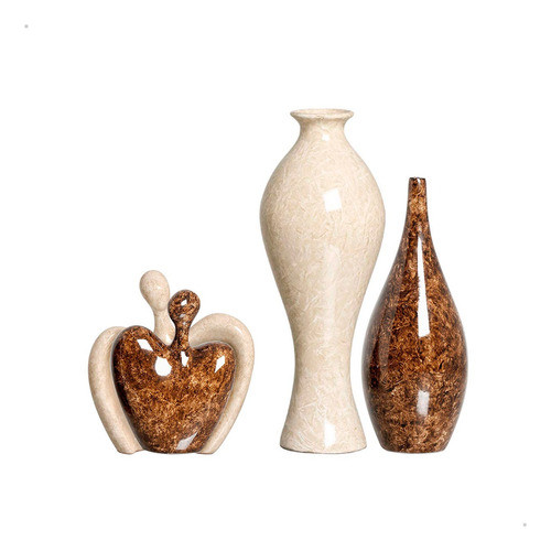 Decoração Sofisticada Sala Vasos E Escultura Marrom E Bege 0
