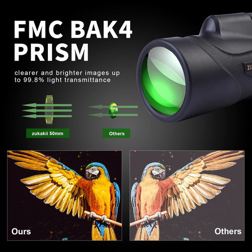 Telescopio Monocular 12x50 | Lente Bak4 Prism / Negro 1