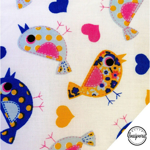 Tecido Tricoline Estampado Passarinhos Grandes 50x150cm 0
