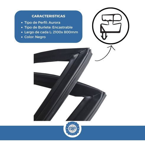 Burlete Universal Para Heladera Encastrable 2100x800 Negro 1