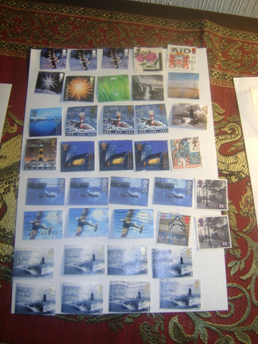 80 Sellos Postales Inglaterra Varios Motivos Años 1991 Etc 1