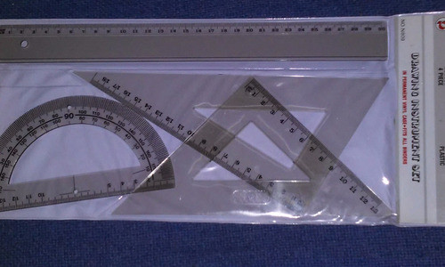 Combo X 3 Set De Geometría - Regla, Escuadras, Transportador 0
