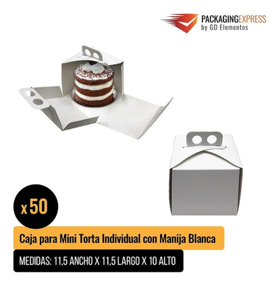 Cajas Para Torta Individual Mini 11.5*11.5*10 Manija Pack 50 1