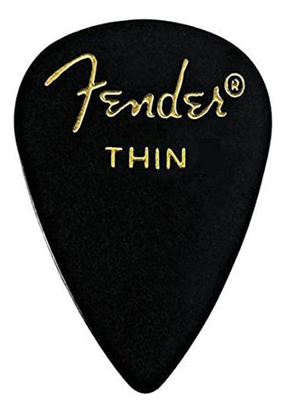 Fender Classic Celluloid Guitar Picks 351 Shape, Black, 0