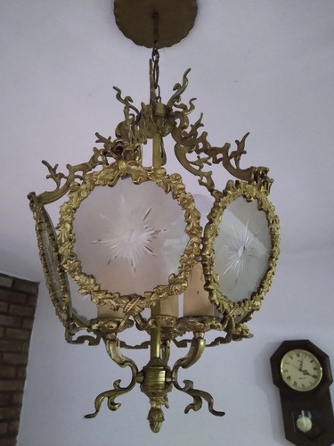 Araña O Farol  De Bronce Estilo Francés Impecable 1