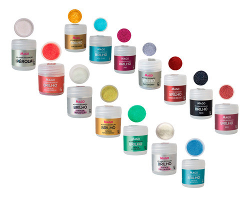 Kit 14 Pós Glitter Brilhante Para Decoração Bolos E Doces 0