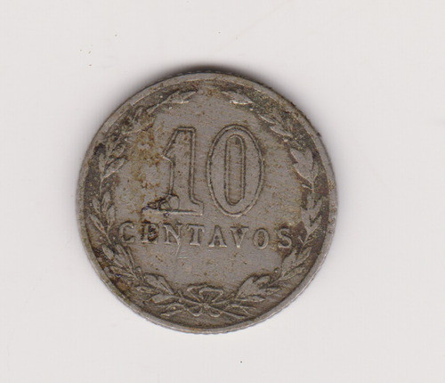 Moneda Argentina 10 Ctvs 1908 Janson 97 Muy Buena Sucia 1