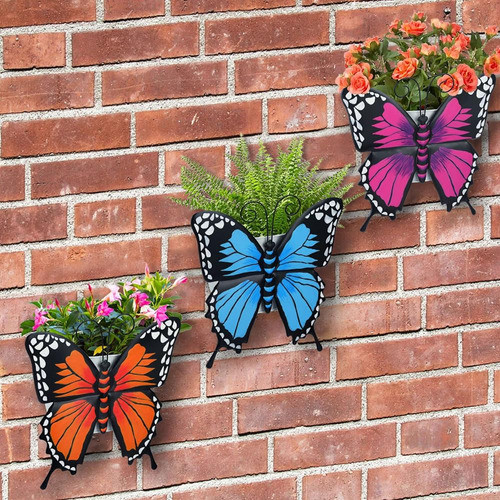Johoo Maceta Colgante De Pared Decorada Con Mariposa, 3 Pk M 1
